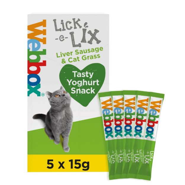 Picture of Webbox Cats Delight Lick-E-Lix Liver Sausage & Cat Grass (10 x (5x15g)) 